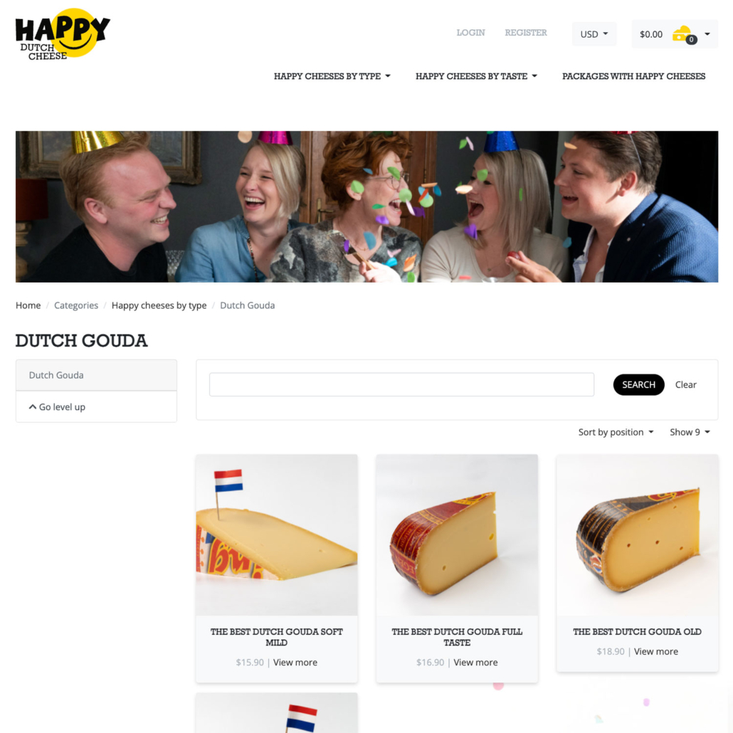 De website van Happy Dutch Cheese