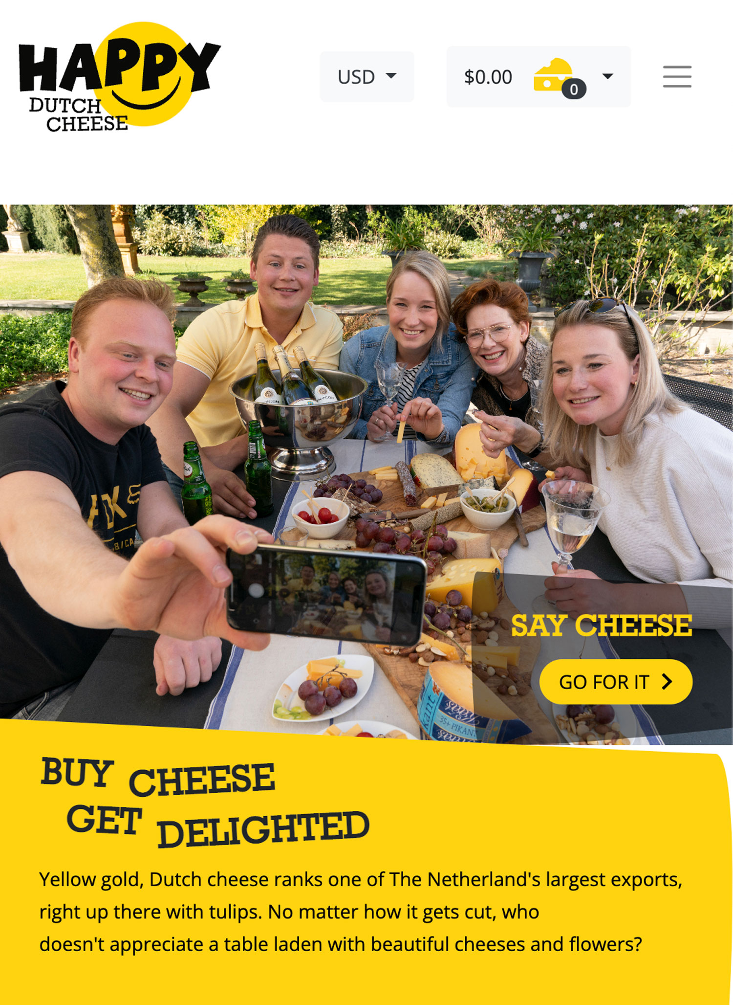 De website van Happy Dutch Cheese